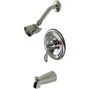 Kingston Brass NuWave Tub and Shower Trim Package with 1.8 GPM Single Function Shower Head Brushed Nickel