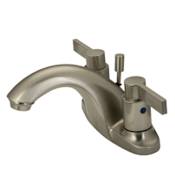 Kingston Brass NuvoFusion 1.2 GPM Centerset Bathroom Faucet with Pop-Up Drain Assembly Brushed Nickel