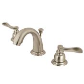 Kingston Brass NuWave French 1.2 GPM Widespread Bathroom Faucet with Pop-Up Drain Assembly Brushed Nickel
