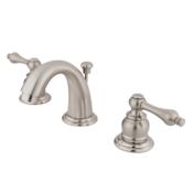 Kingston Brass English Country 1.2 GPM Widespread Bathroom Faucet with Pop-Up Drain Assembly Brushed Nickel