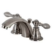 Kingston Brass American Classic 1.2 GPM Deck Mounted Widespread Bathroom Faucet with Pop-Up Drain Assembly Brushed Black Stainless Steel