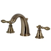 Kingston Brass American Classic 1.2 GPM Deck Mounted Widespread Bathroom Faucet with Pop-Up Drain Assembly Antique Brass