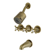 Kingston Brass Metropolitan Tub and Shower Trim Package with 1.8 GPM Multi Function Shower Head Antique Brass