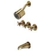 Kingston Brass Millennium Tub and Shower Trim Package with 1.8 GPM Multi Function Shower Head Antique Brass