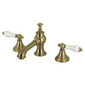 Kingston Brass Vintage 1.2 GPM Widespread Bathroom Faucet with Pop-Up Drain Assembly Antique Brass