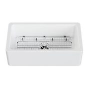 Kingston Brass Traditional 33-1/8" Farmhouse Single Basin Fireclay Kitchen Sink with Basket Strainer Glossy White