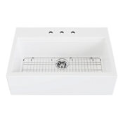 Kingston Brass Traditional 34-3/16" Farmhouse Single Basin Fireclay Kitchen Sink with Basket Strainer Glossy White