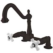Kingston Brass Heritage 1.8 GPM Widespread Bridge Kitchen Faucet - Includes Escutcheon Oil Rubbed Bronze
