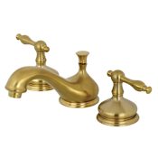Kingston Brass Heritage 1.2 GPM Widespread Bathroom Faucet with Pop-Up Drain Assembly Brushed Brass