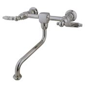Kingston Brass Heritage 1.2 GPM Wall Mounted Bridge, Widespread Bathroom Faucet Brushed Nickel