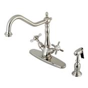 Kingston Brass Essex 1.8 GPM Single Hole Kitchen Faucet - Includes Side Spray Brushed Nickel