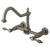 Kingston Brass Tudor 1.8 GPM Widespread Bridge Kitchen Faucet - Includes Escutcheon Brushed Nickel