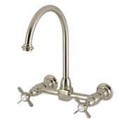 Kingston Brass Essex 1.8 GPM Widespread Bridge Kitchen Faucet Brushed Nickel