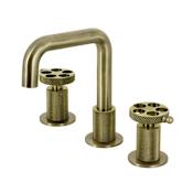 Kingston Brass Webb 1.2 GPM Widespread Bathroom Faucet with Pop-Up Drain Assembly Antique Brass