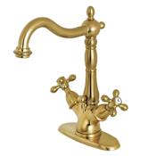 Kingston Brass Heritage 1.2 GPM Single Hole Bathroom Faucet with Pop-Up Drain Assembly Brushed Brass