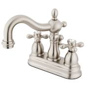 Kingston Brass Heritage 1.2 GPM Centerset Bathroom Faucet with Pop-Up Drain Assembly Brushed Nickel