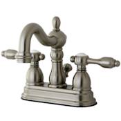 Kingston Brass Tudor 1.2 GPM Centerset Bathroom Faucet with Pop-Up Drain Assembly Brushed Nickel