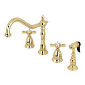 Kingston Brass Essex 1.8 GPM Widespread Kitchen Faucet - Includes Escutcheon and Side Spray Polished Brass