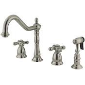 Kingston Brass Heritage 1.8 GPM Widespread Kitchen Faucet - Includes Escutcheon and Side Spray Brushed Nickel