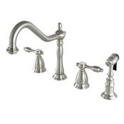 Kingston Brass Tudor 1.8 GPM Widespread Kitchen Faucet - Includes Escutcheon and Side Spray Brushed Nickel