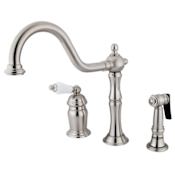 Kingston Brass Heritage 1.8 GPM Widespread Kitchen Faucet - Includes Escutcheon and Side Spray Brushed Nickel