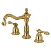 Kingston Brass Heritage 1.2 GPM Widespread Bathroom Faucet with Pop-Up Drain Assembly Brushed Brass