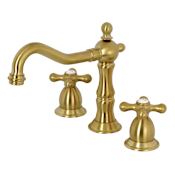 Kingston Brass Heritage 1.2 GPM Widespread Bathroom Faucet with Pop-Up Drain Assembly Brushed Brass