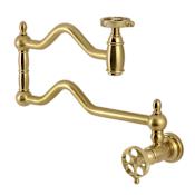 Kingston Brass Wendell 4.5 GPM Wall Mounted Single Hole Pot Filler Brushed Brass