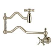 Kingston Brass Millennium 4.5 GPM Wall Mounted Single Hole Pot Filler Brushed Nickel