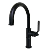 Kingston Brass Whitaker 1.2 GPM Deck Mounted Single Hole Bathroom Faucet with Push Pop-Up Drain Assembly Matte Black