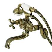 Kingston Brass Kingston Wall Mounted Tub Filler with Built-In Diverter – Includes Hand Shower Antique Brass