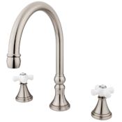 Kingston Brass Governor Deck Mounted Roman Tub Filler Brushed Nickel