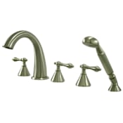 Kingston Brass Roman Deck Mounted Roman Tub Filler with Built-In Diverter - Includes Hand Shower Brushed Nickel