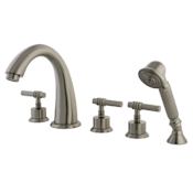 Kingston Brass Milano Deck Mounted Roman Tub Filler - Includes Hand Shower Brushed Nickel