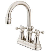 Kingston Brass Governor 1.2 GPM Centerset Bathroom Faucet with Pop-Up Drain Assembly Brushed Nickel