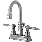 Kingston Brass Naples 1.2 GPM Centerset Bathroom Faucet with Pop-Up Drain Assembly Brushed Nickel