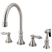 Kingston Brass Governor 1.8 GPM Widespread Kitchen Faucet - Includes Escutcheon and Side Spray Brushed Nickel