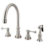 Kingston Brass Governor 1.8 GPM Widespread Kitchen Faucet - Includes Escutcheon and Side Spray Brushed Nickel