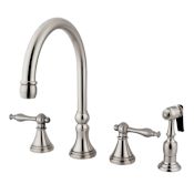 Kingston Brass Governor 1.8 GPM Widespread Kitchen Faucet - Includes Escutcheon and Side Spray Brushed Nickel