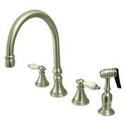 Kingston Brass Governor 1.8 GPM Widespread Kitchen Faucet - Includes Escutcheon and Side Spray Brushed Nickel