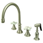 Kingston Brass Governor 1.8 GPM Widespread Kitchen Faucet - Includes Escutcheon and Side Spray Brushed Nickel
