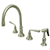 Kingston Brass Silver Sage 1.8 GPM Widespread Kitchen Faucet - Includes Escutcheon and Side Spray Brushed Nickel