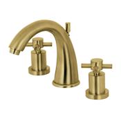 Kingston Brass Concord 1.2 GPM Widespread Bathroom Faucet with Pop-Up Drain Assembly Brushed Brass