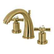 Kingston Brass Millennium 1.2 GPM Widespread Bathroom Faucet with Pop-Up Drain Assembly Brushed Brass