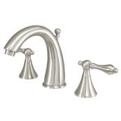 Kingston Brass Naples 1.2 GPM Widespread Bathroom Faucet with Pop-Up Drain Assembly Brushed Nickel