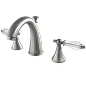 Kingston Brass Wilshire 1.2 GPM Widespread Bathroom Faucet with Pop-Up Drain Assembly Brushed Nickel
