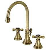 Kingston Brass Governor 1.2 GPM Widespread Bathroom Faucet with Pop-Up Drain Assembly Antique Brass