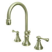 Kingston Brass Governor 1.2 GPM Widespread Bathroom Faucet with Pop-Up Drain Assembly Brushed Nickel
