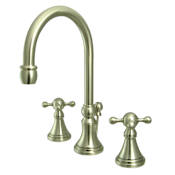 Kingston Brass Governor 1.2 GPM Widespread Bathroom Faucet with Pop-Up Drain Assembly Brushed Nickel