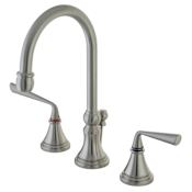 Kingston Brass Silver Sage 1.2 GPM Widespread Bathroom Faucet with Pop-Up Drain Assembly Brushed Nickel
